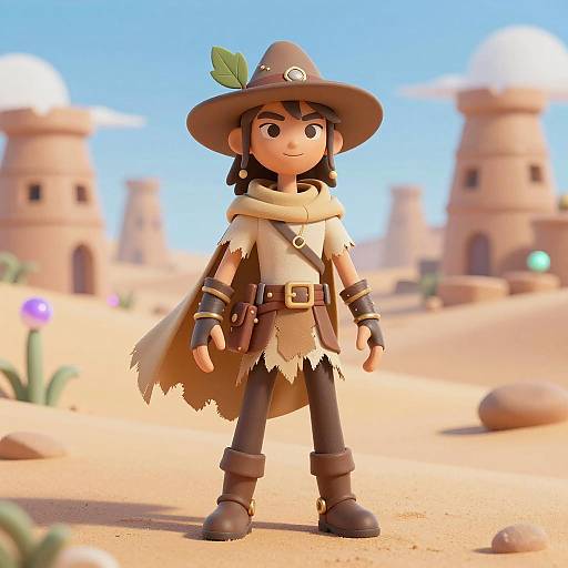 Daring Rogue in a Desert Fantasy Scene