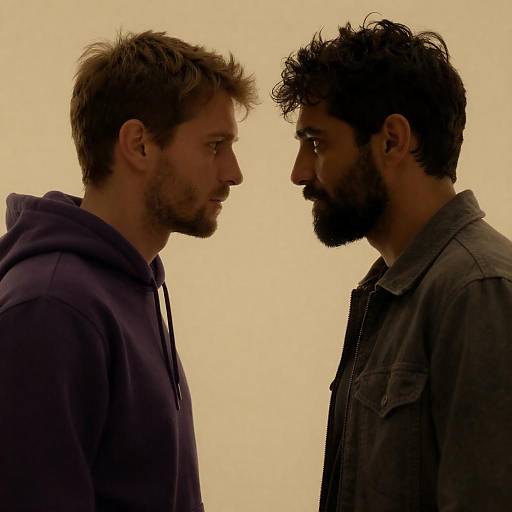 Dramatic Yellow Backlit Male Face-Off