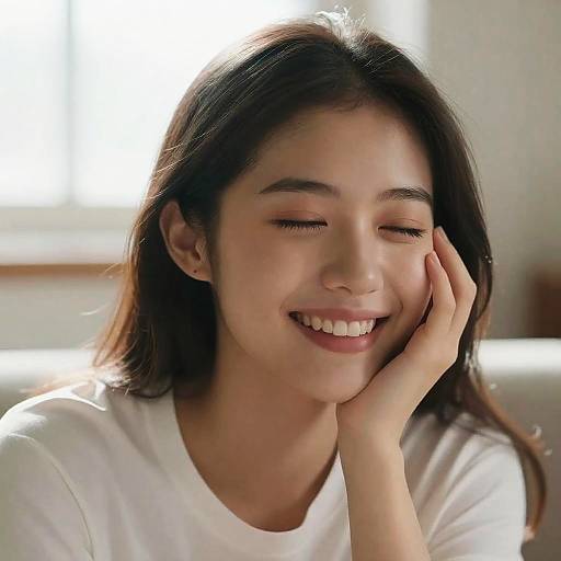 Photorealistic Closeup of Joyful Young Woman