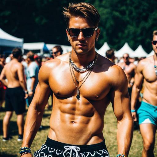 Muscular Man at Outdoor Festival