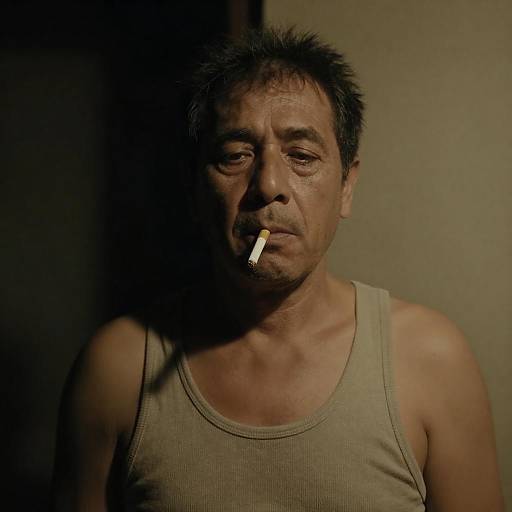 Weary Middle-Aged Man with Cigarette