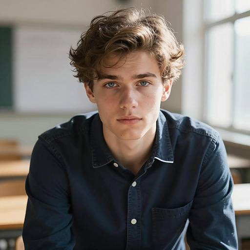 Young Man in Sunlit Environment