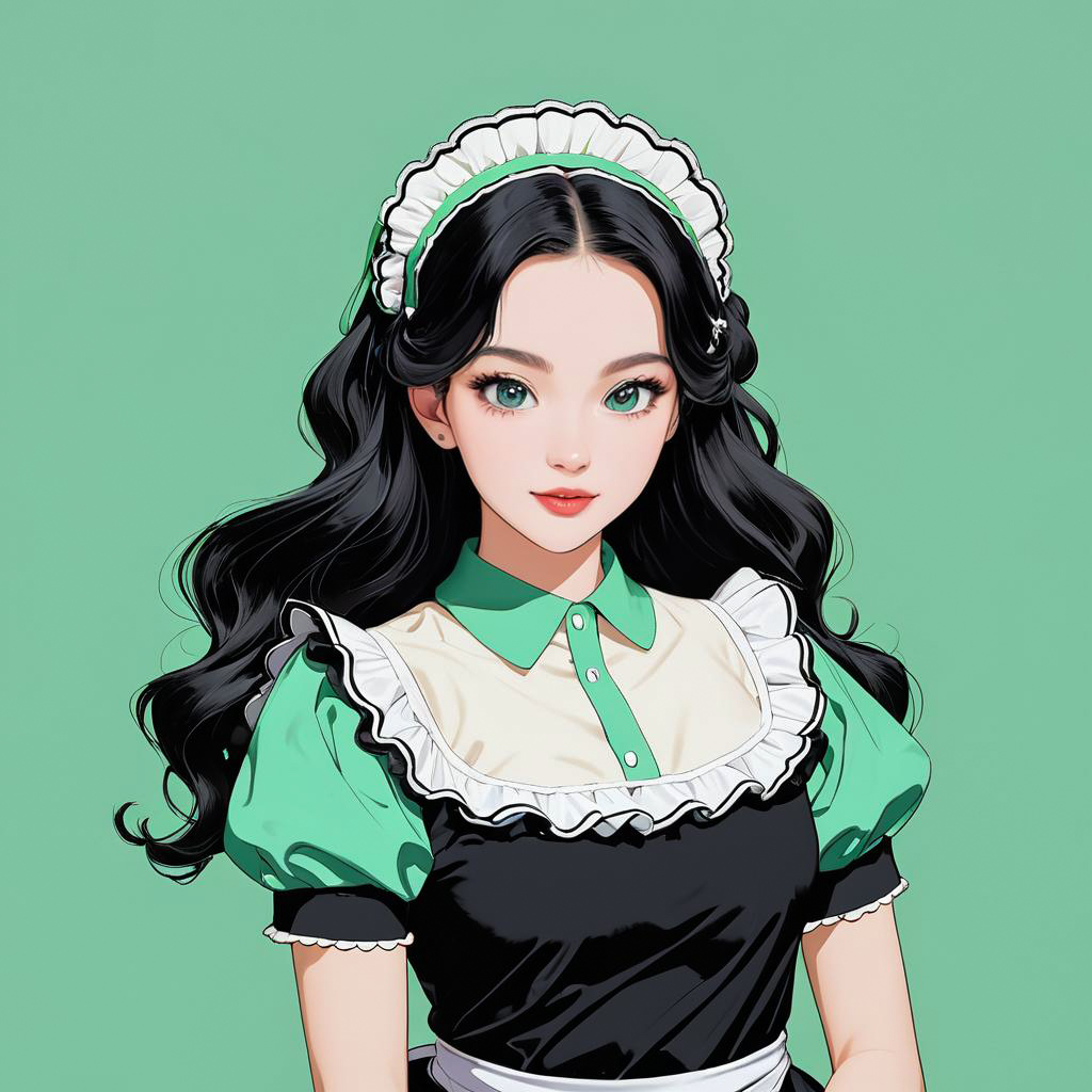 Cheerful Retro Maid in Stylish Outfit