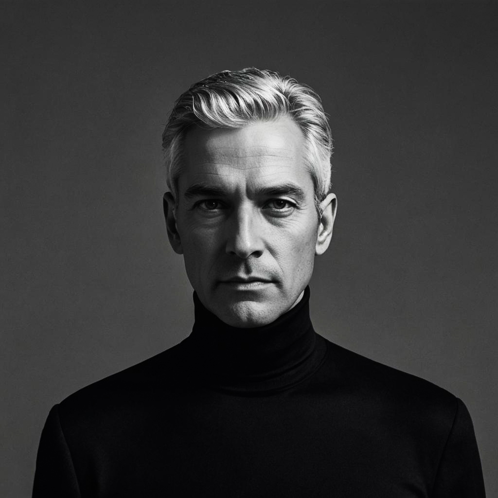 Stylish Portrait of a Gray-Haired Man