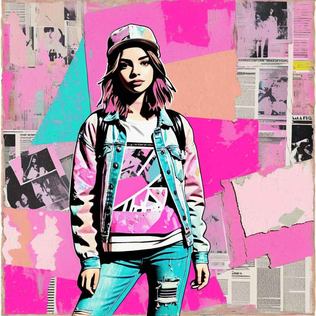 Joyful Teen in Distorted Pop Art Style