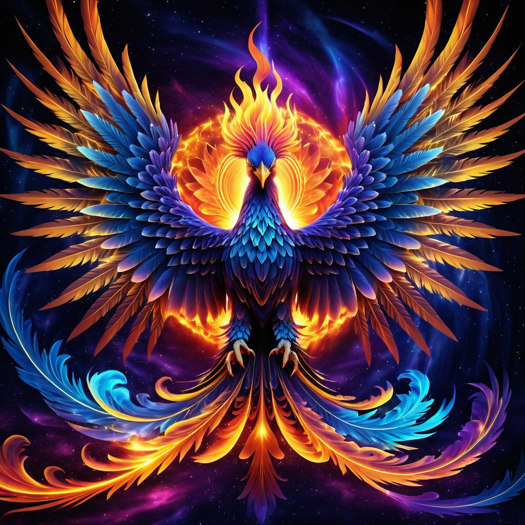 Celestial Phoenix in Surreal Digital Art