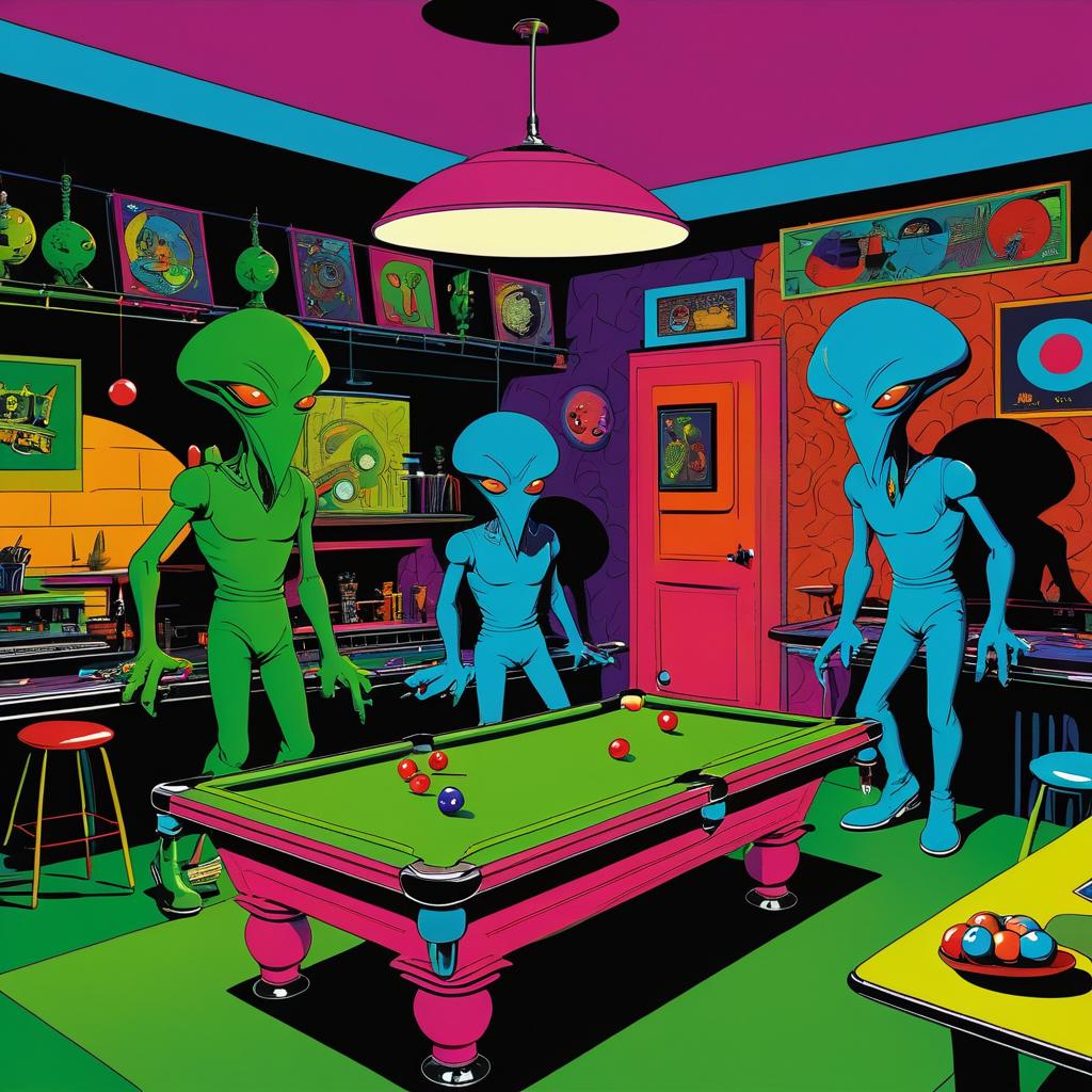 Chill Aliens Enjoying Billiards Pop Art