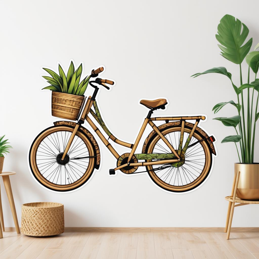 Quirky Bamboo Bicycle Eco-Friendly Sticker