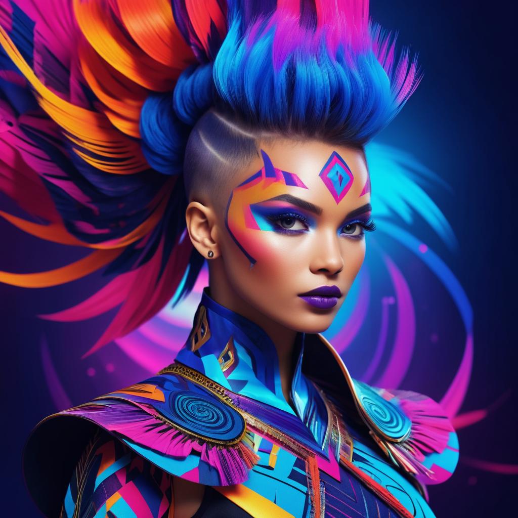 Vibrant Modern Warrior with Mythical Elements