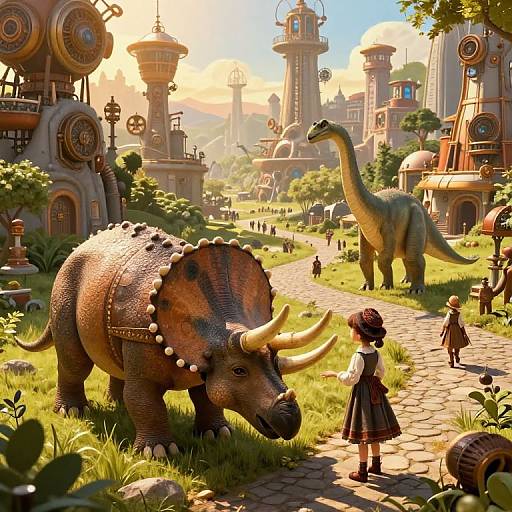 Steampunk Dinotopia: Humans and Dinosaurs