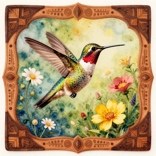 Surreal Hummingbird Watercolor Art
