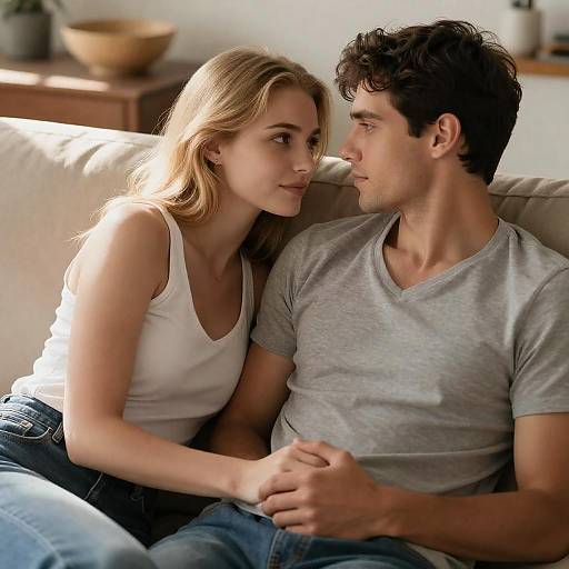 Romantic Couple on a Cozy Couch