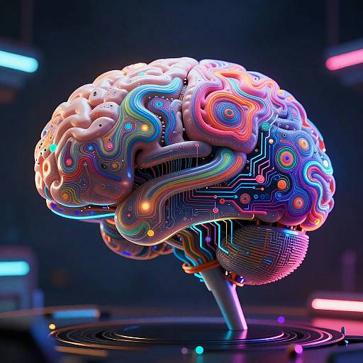 AI Art Creation Inside Cybernetic Brain