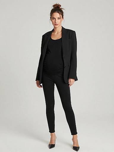 Sleek Monochrome Maternity Fashion Portrait