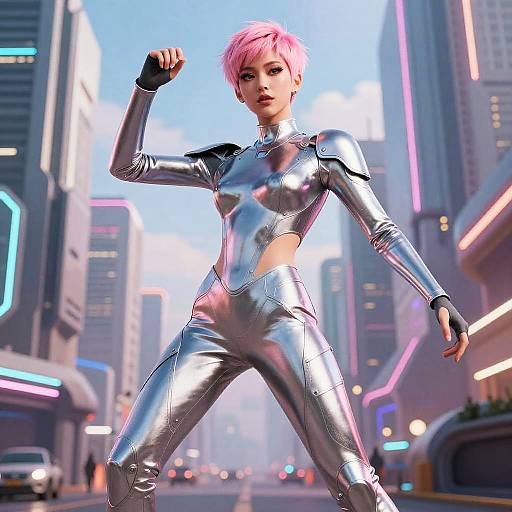 Futuristic Pixie Cut in Sci-Fi City