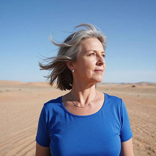 Woman with Water Hair in Desert