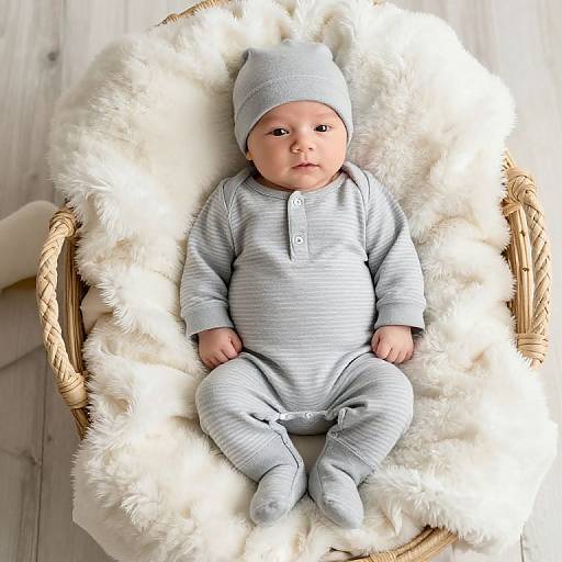 Newborn Baby in Cozy Basket