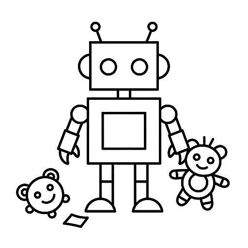 Tiny Robot Helper Coloring Page
