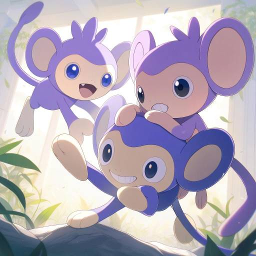 Illustration of Aipom, pokemon in the style of 6u (eternal land)