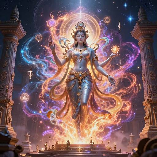 Majestic Ethereal Deities with Cosmic Energy