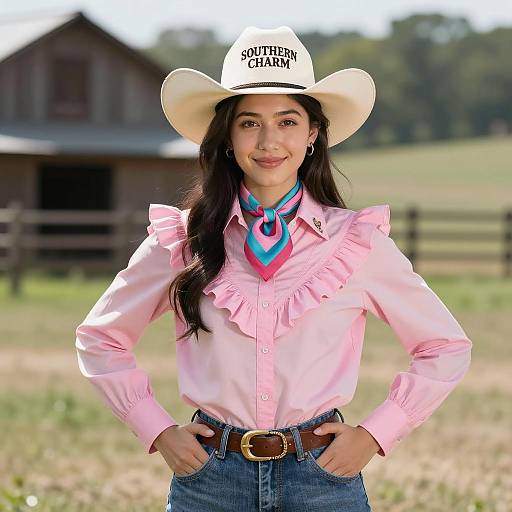 Sunny Cowgirl in Pink Costume Photo
