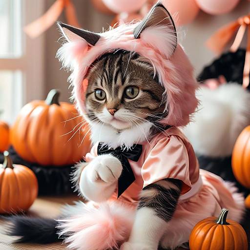 Shy Girl in Cat Costume