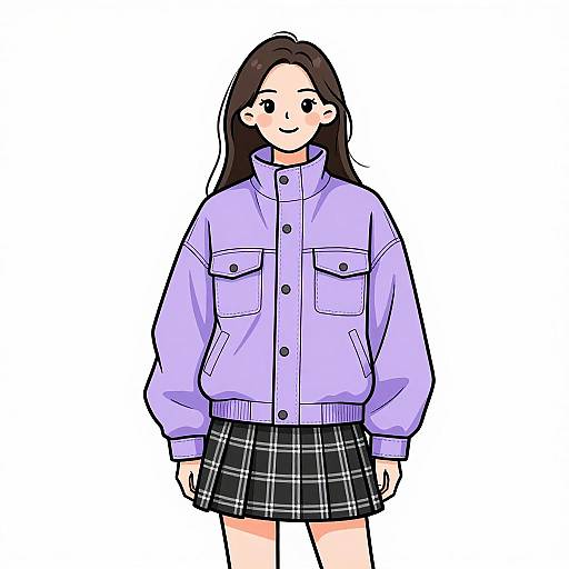 Smiling Woman in Lavender Streetwear