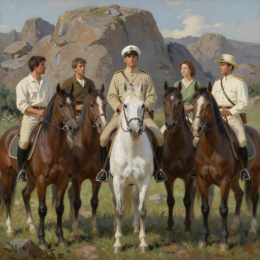 Equestrian Scene in Rocky Landscape