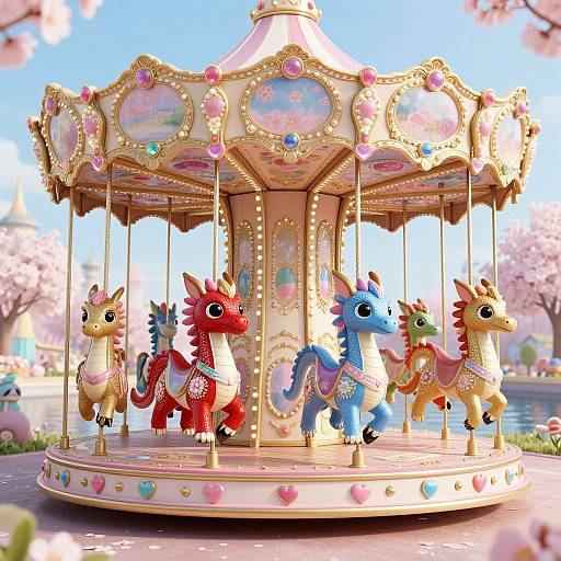 Magical Whimsical Dragon Carousel