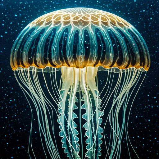 Glowing Jellyfish-Sphinx Hybrid Render Glowing Jellyfish-Sphinx Hybrid Render