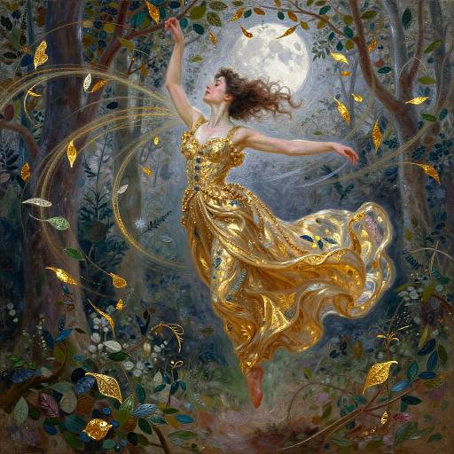 Moonlit Gold Gown in Enchanted Woods