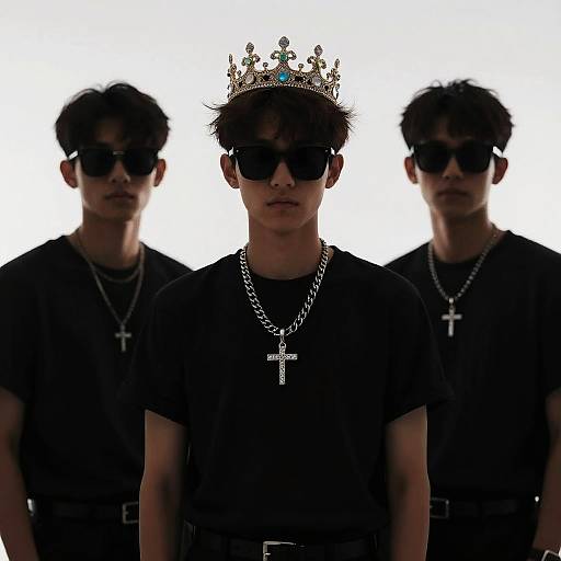 Silhouetted Boys with Crown and Jewelry