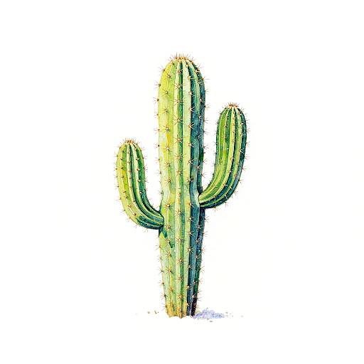 Minimalistic Hand-Drawn Cactus Landscape