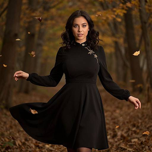 Elegant Woman in Autumn Forest