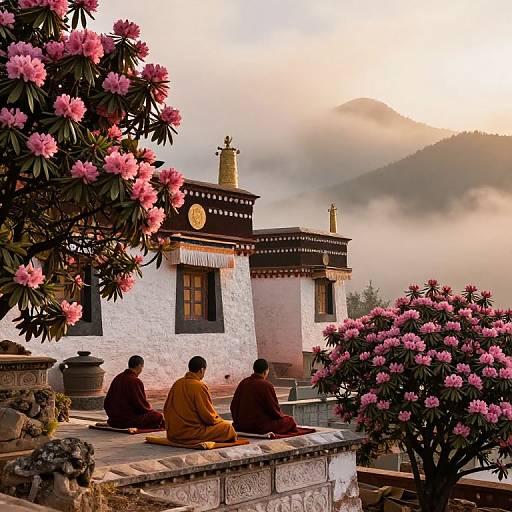 Llasa Monastery Amid Rhododendrons
