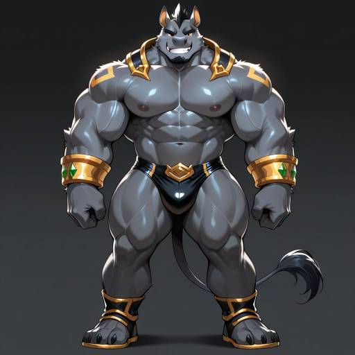Muscular Rhino Furry Male Portrait Muscular Rhino Furry Male Portrait