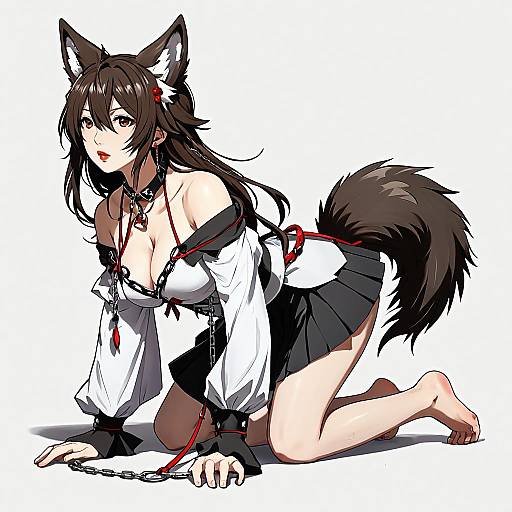 Anime Wolf Girl on All Fours
