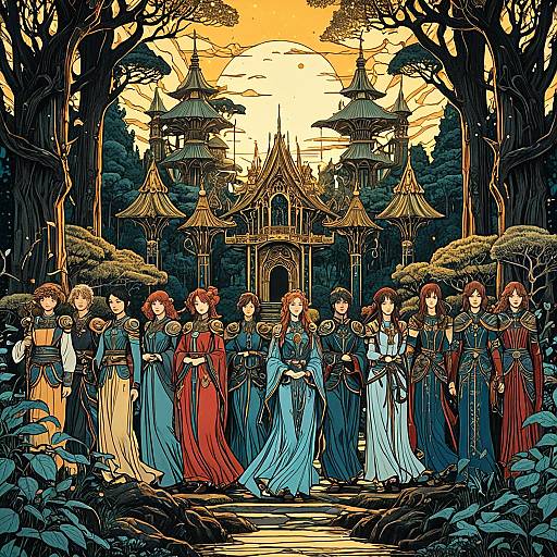 Twelve Elemental Guardians in Enchanted Forest