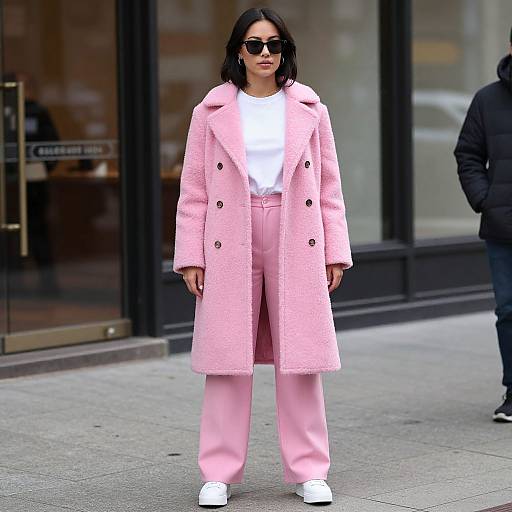 Person in Pink Coat and Pants