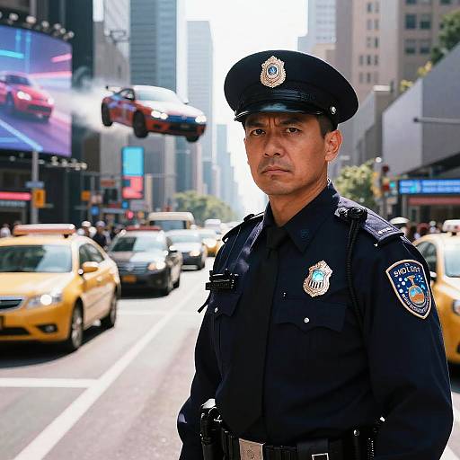 Futuristic Traffic Officer in Metropolis