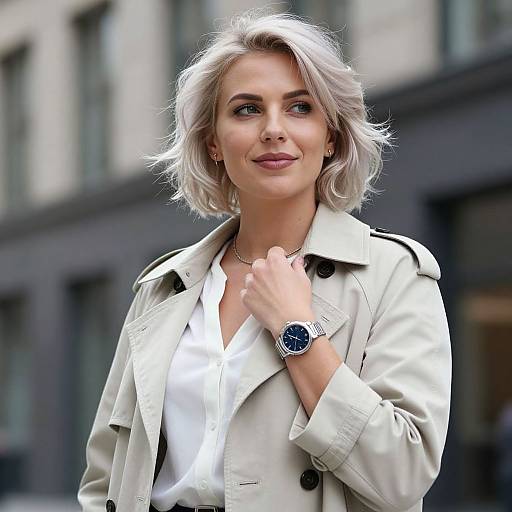 Confident Woman in Urban Trench Coat