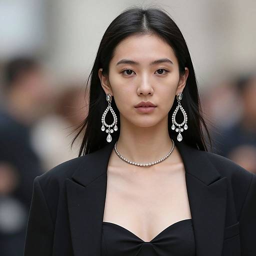 Realistic Fashion Earrings Portrait