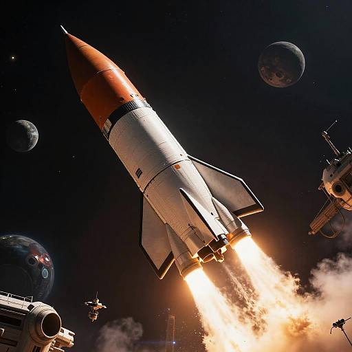 Astronaut Riding Futuristic Rocket Launch