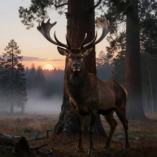 Majestic Redwood Stag at Dawn