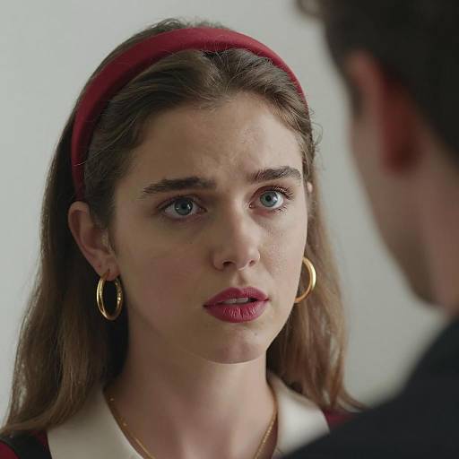 Focused Woman with Blurred Male Companion