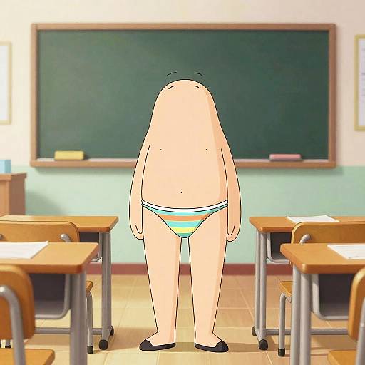 Animated Character Hiding Colorful Thong
