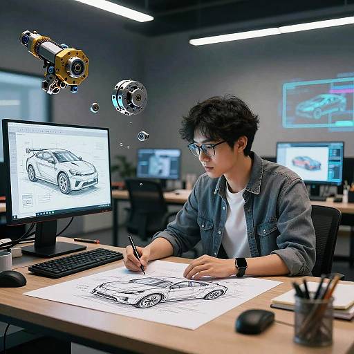 Visionary Designer Crafting Dynamic Vehicles