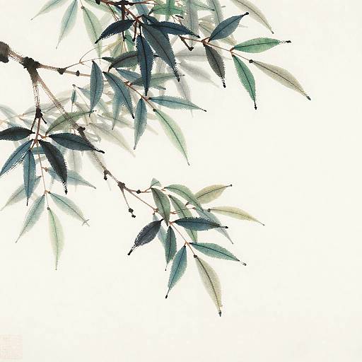 Minimalist East Asian Botanical Watercolor