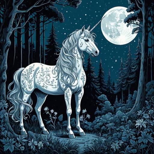 Mystical Unicorn Under Moonlight