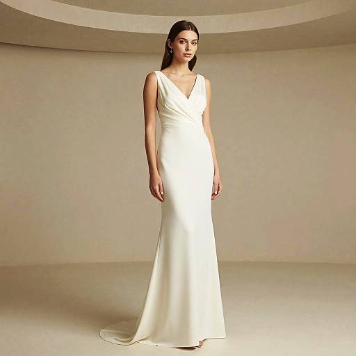 Elegant Woman in White Formal Gown